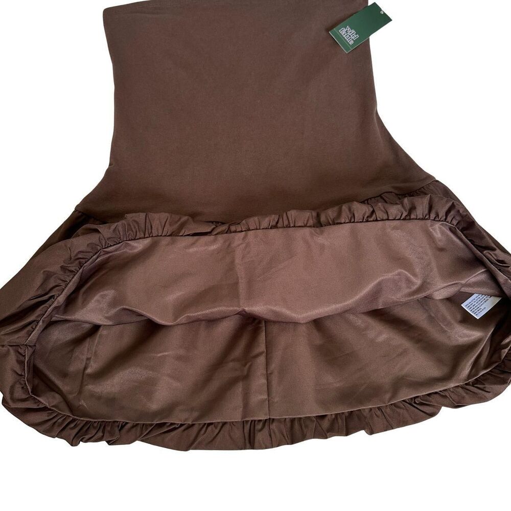 Wild Fable Strapless Bubble Hem Brown Mini Dress Size M NWT - Picture 5 of 8